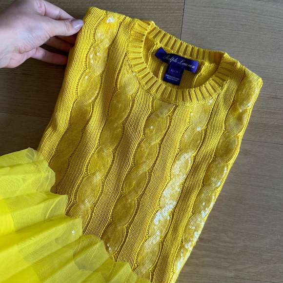 Ralph Lauren Purple Label Yellow Knit Sweater with Sequins - Picture 2 of 5